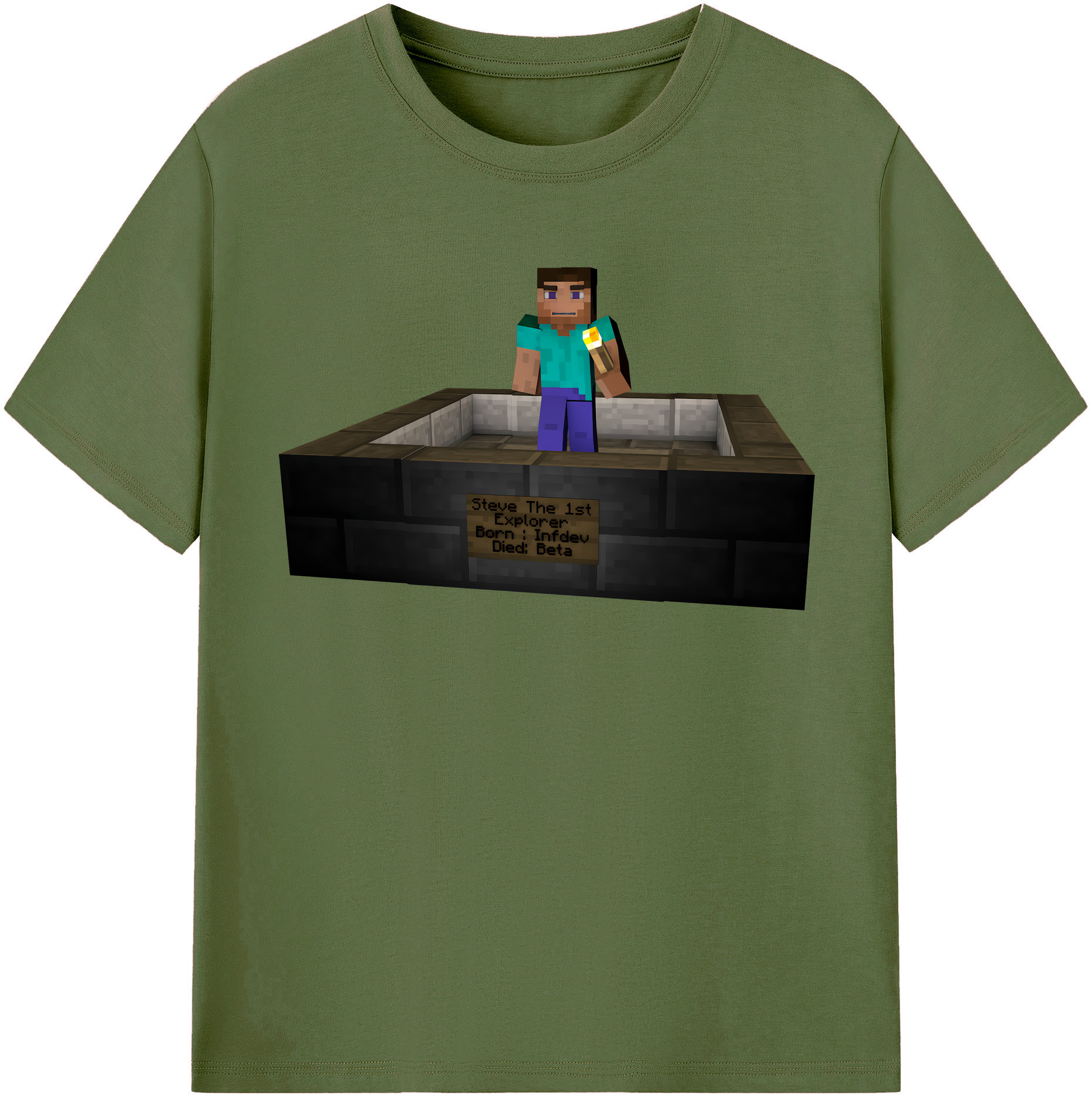（画像用） マインクラフト ブロックの世界 Minecraft MC Block world 綿100％半袖Tシャツ（フロントプリント）